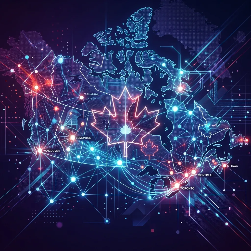 Abstract digital artwork representing Anthropic's $10M Canadian AI research investment.