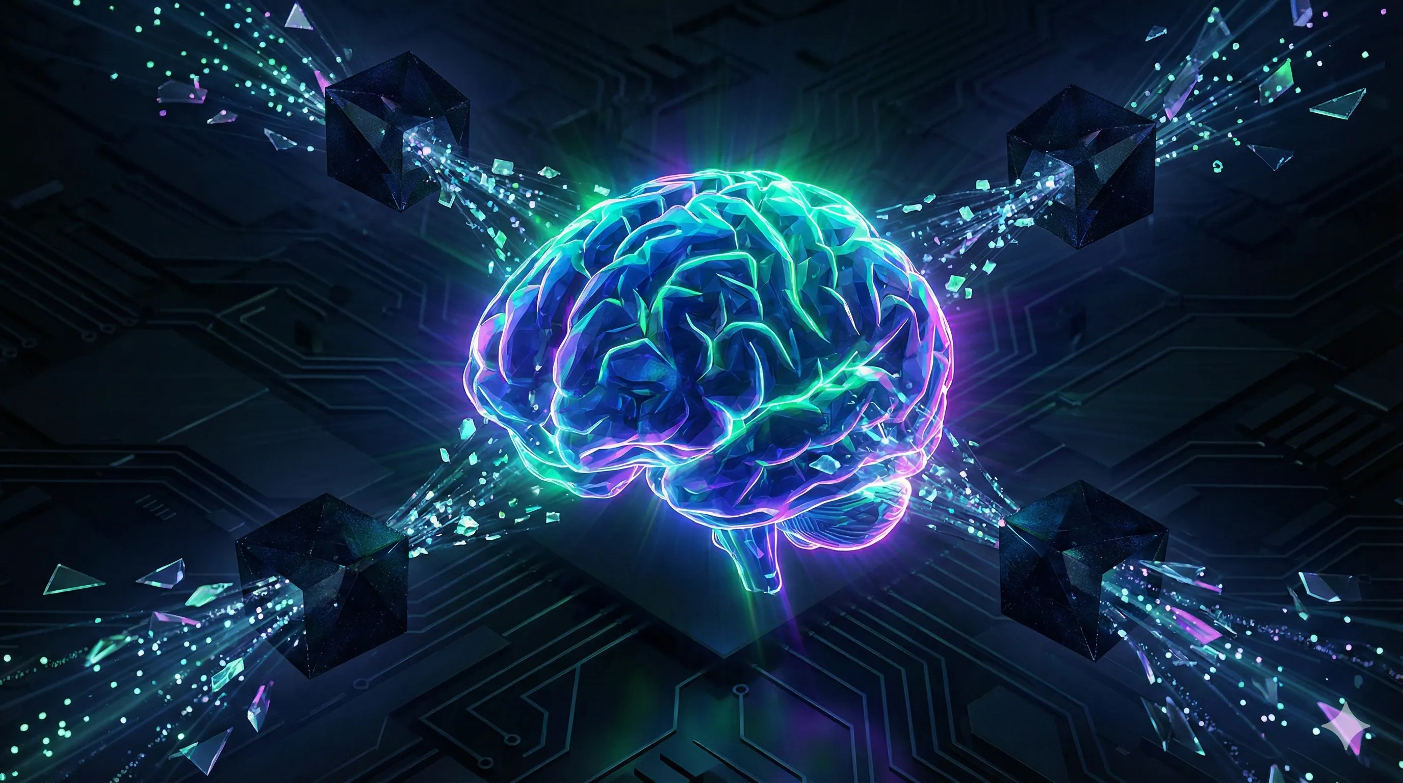 Abstract representation of data distillation and AI security breaches