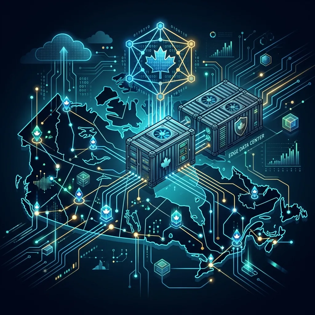 Abstract digital nodes representing Cohere North sovereign AI edge deployment.