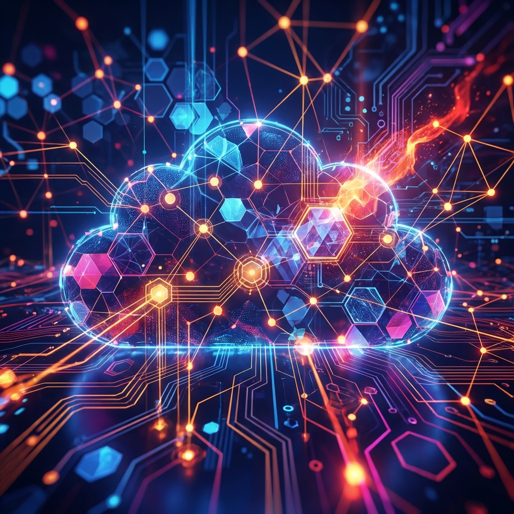 Abstract digital cloud infrastructure representing Moltworker AI agent