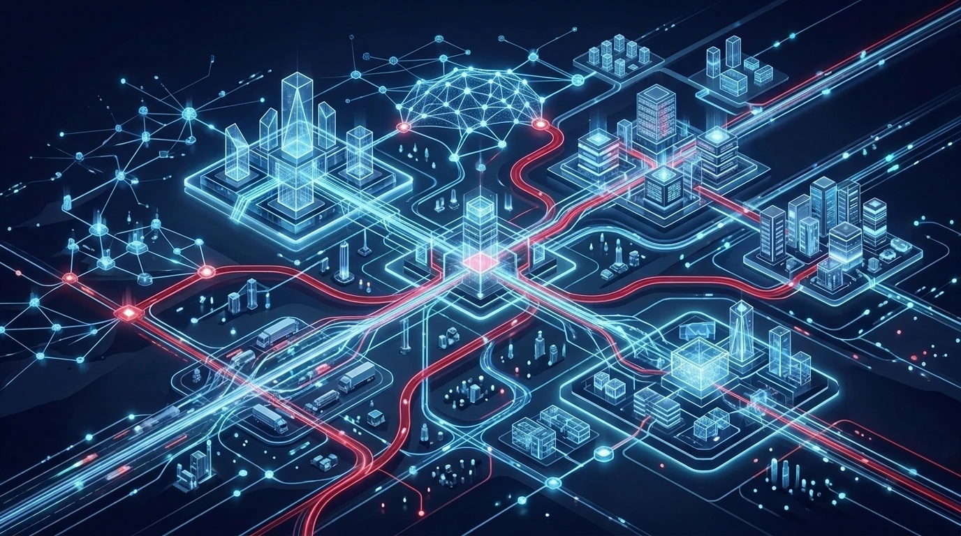 Abstract digital visualization of Scale AI's $128.5M Canadian enterprise AI network and supply chain nodes.