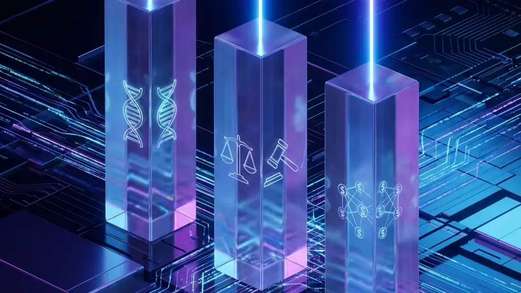 Abstract visualization of Vertical AI pillars dominating the enterprise landscape