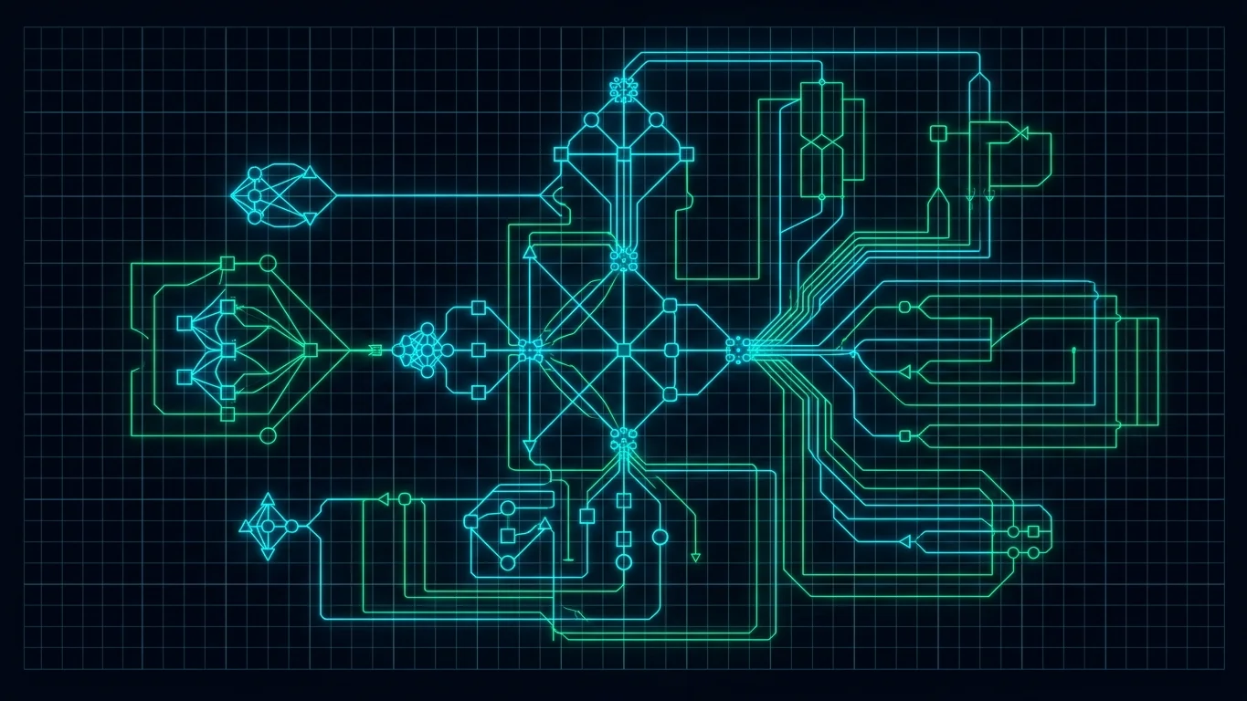 Minimalist dark slate blueprint schematic illustrating OpenAI Decisions API and gpt-6-luna deterministic agent control plane.